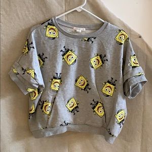 Spongebob cropped short sleeve sweatshirt